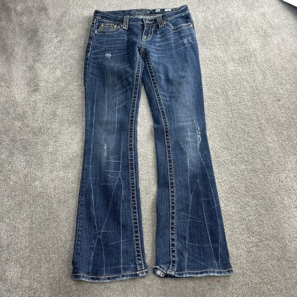 Miss Me Jeans Women's 28" Blue Boot Cut Cow Print Western Preppy Y2K Skater 2000 - Picture 3 of 9